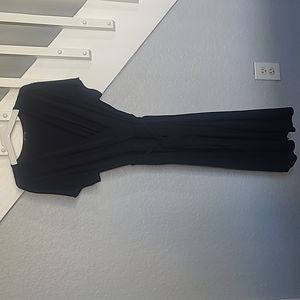 Black faux wrap dress with waist tie